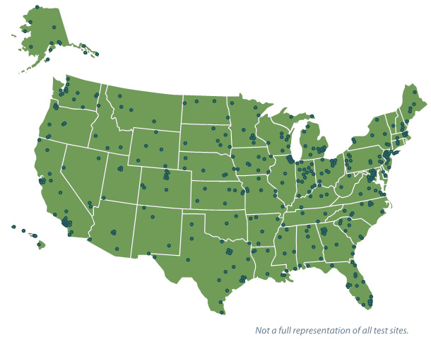 Not a full representation of all test sites 